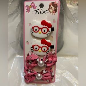 Red Hello Kitty Bow Hair Clips (Set)